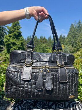 Genuine Chloe Black Leather Bay Bag, Hobo travelling size